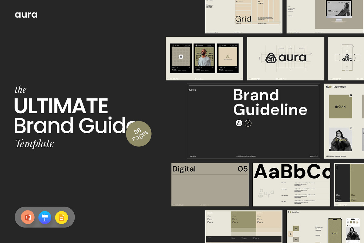 AURA-Brand Guideline Presentation, a Presentation Template by KreateTribe (Photo 1 of 11)