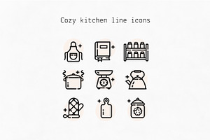 Cozy Kitchen Line Icons, an Outline Icon by Lyolya Profitrolya