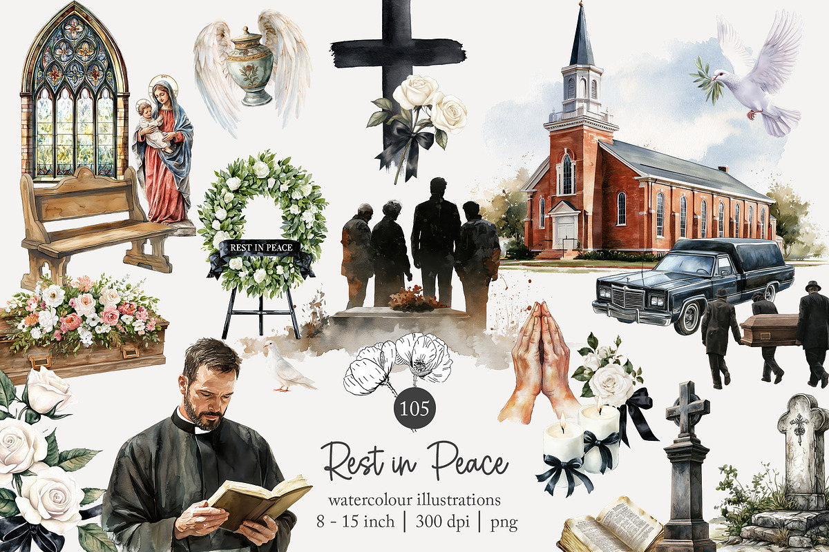 105 Christian funeral clip art, a Person Illustration by Poppy Lane Studio (Photo 1 of 10)
