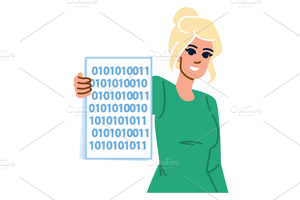 Programmer showing binary code on, a Technology Illustration by pikepicture