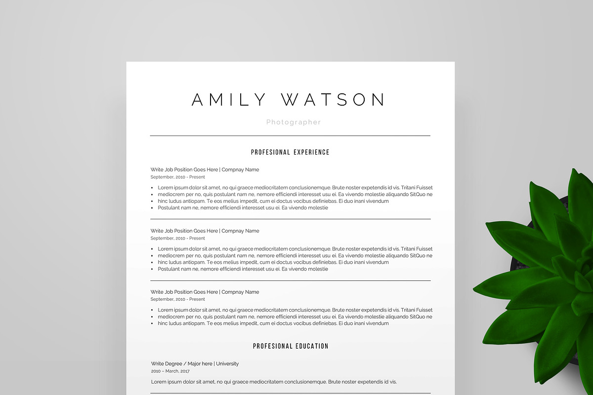 Minimal Resume in Word, a Resume Template by paulresume (Photo 1 of 5)