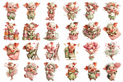 Watercolor Valentine Pig Clipart, an Illustration by Daily.Designs (Thumbnail 5 of 6)