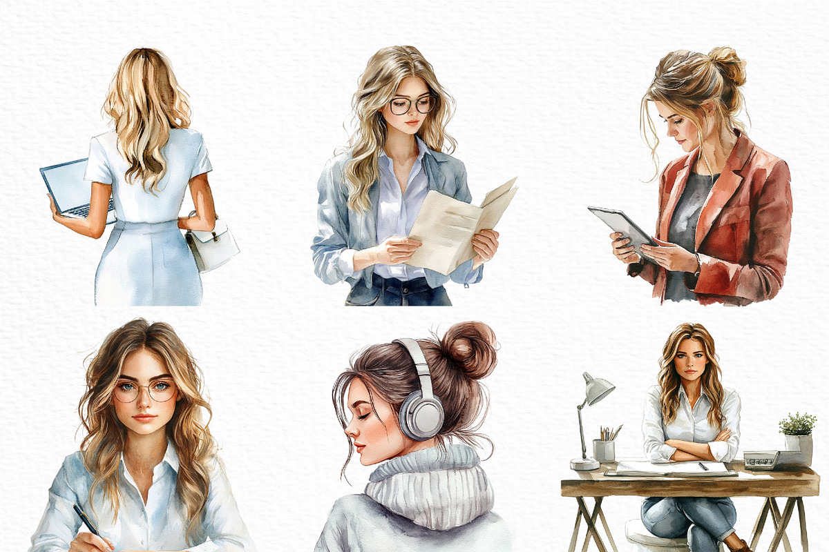 Watercolor Business Girl Clipart, an Illustration by Craft Nest (Photo 3 of 6)