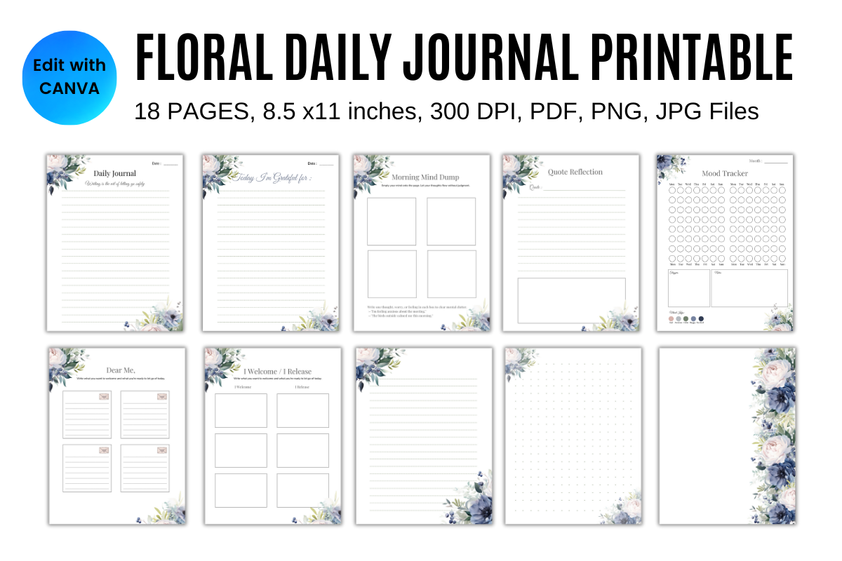 Daily Journal Printable Template, a Stationery Template by Daffodil Dream Studio (Photo 2 of 6)
