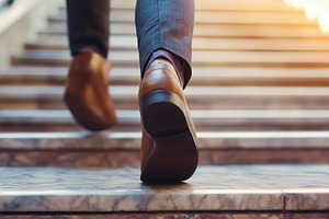 Close-up of a businessmans feet, a Photo by Pavel_design