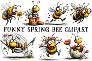 Funny Spring Bee Clipart, an Illustration by OK Design (Thumbnail 2 of 6)