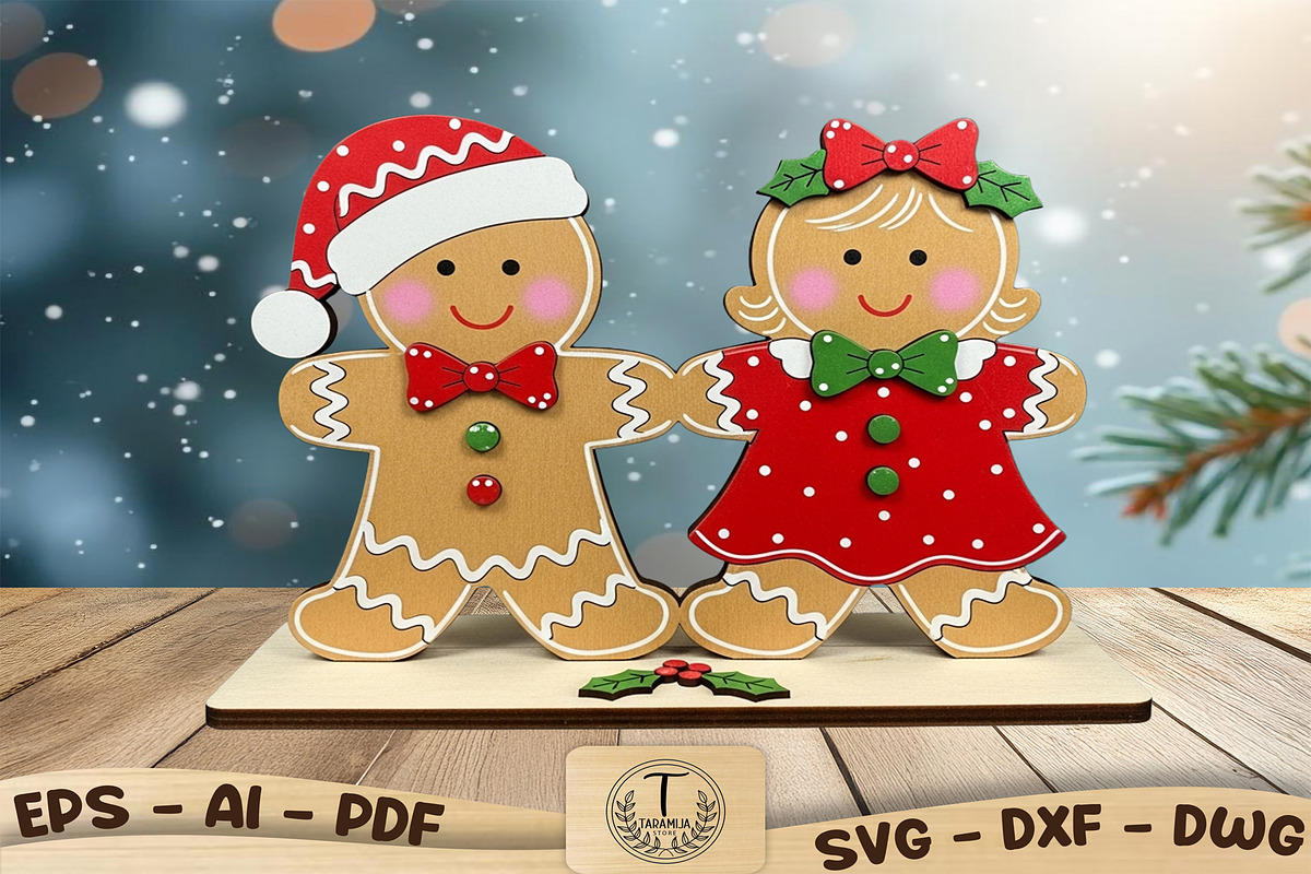 Gingerbread Couple Laser Cut SVG, a Pattern Graphic by taramija (Photo 3 of 3)