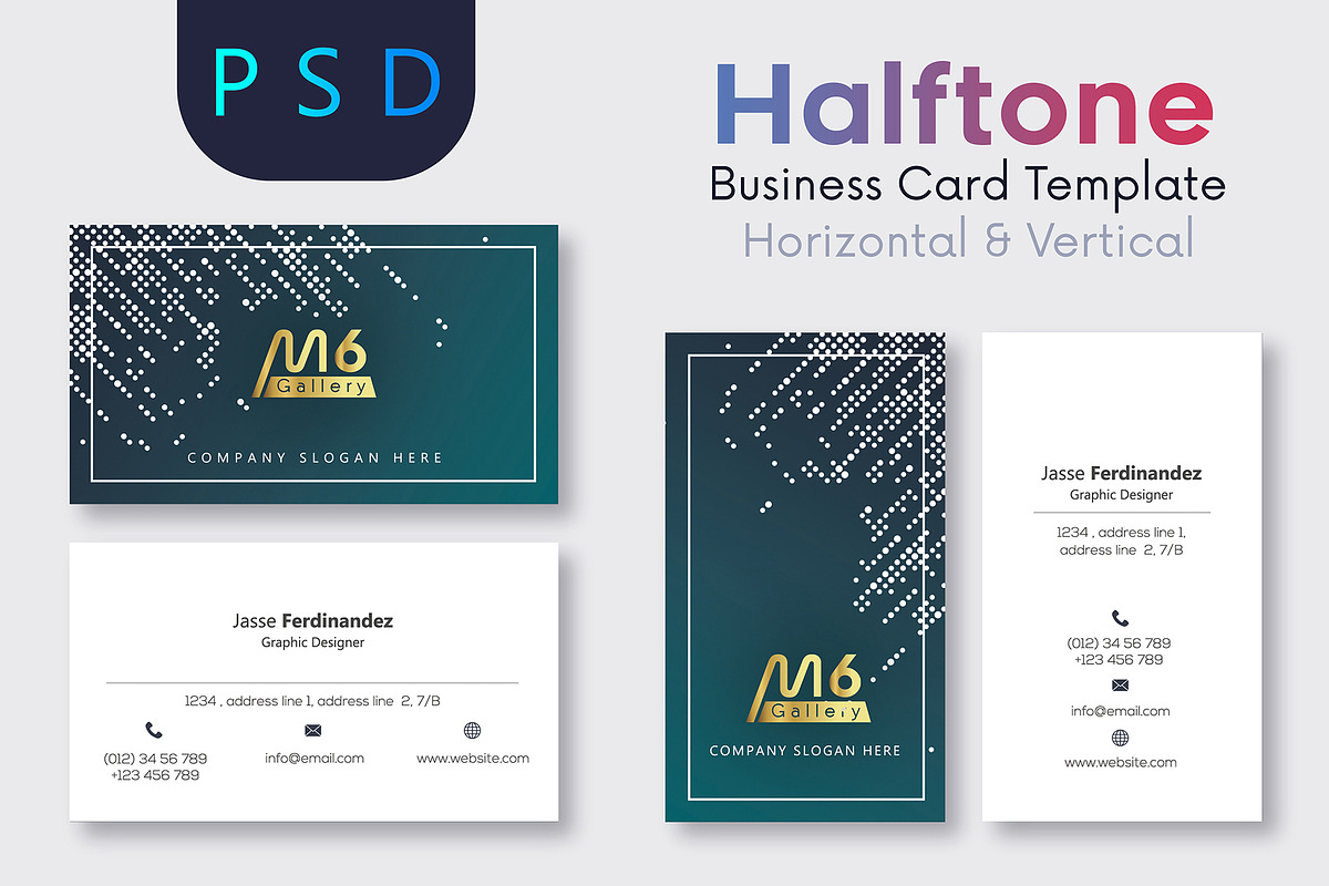 Halftone Business Card Template- S10, a Business Card Template by M6 Gallery (Photo 1 of 5)