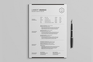 2 Pages Resume CV Pack - Lambert