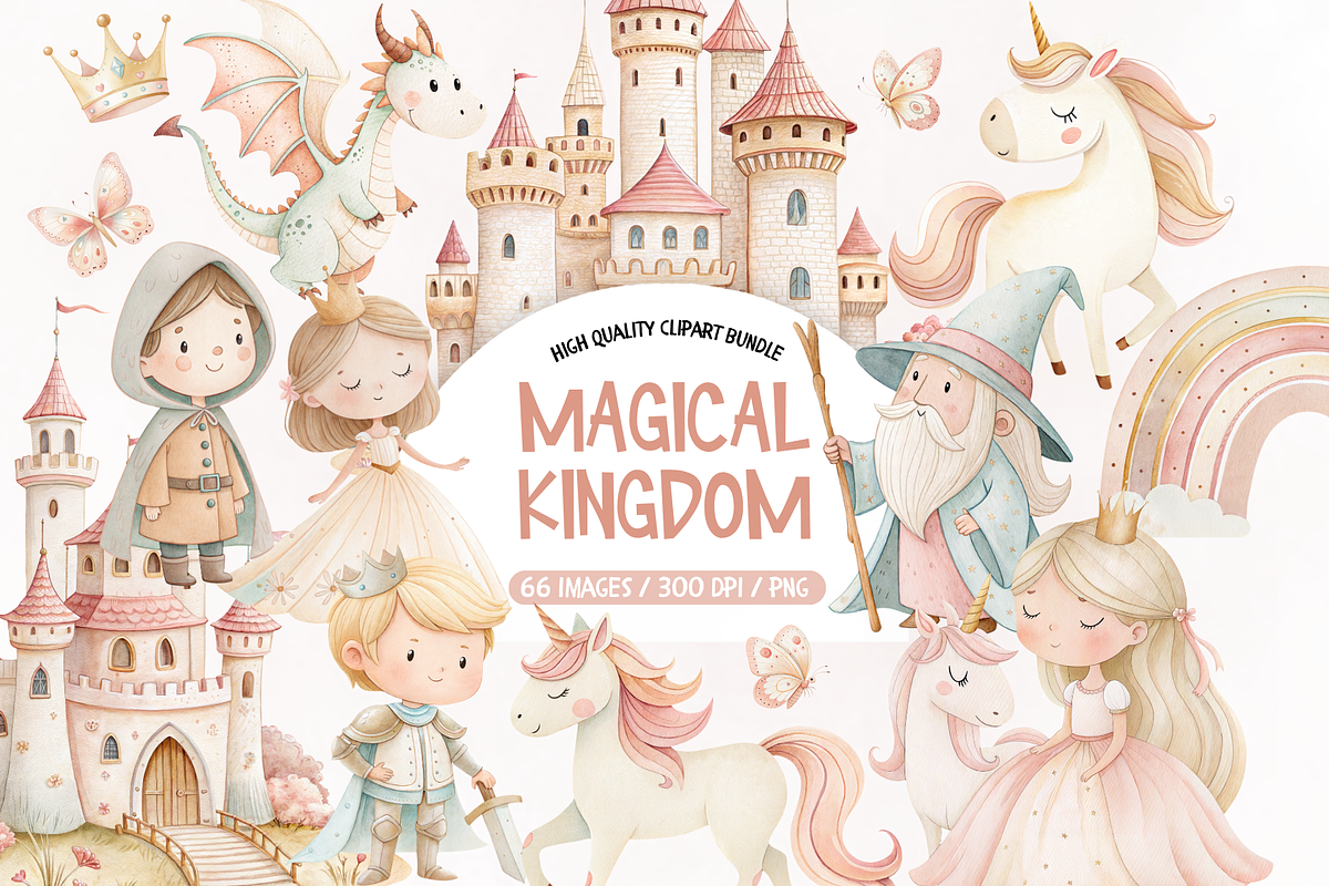 Princess Watercolor Clip Art, an Illustration by TatiMockup (Photo 1 of 7)