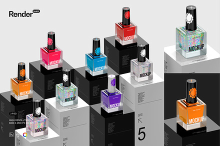 Nail Polish Mockup Set, a Cups & Container Mockup by Renderteam