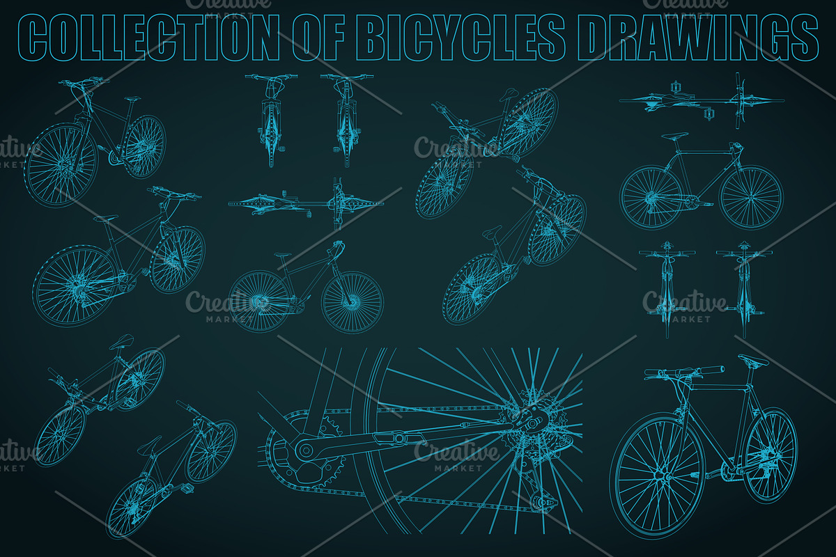 Bicycle Blueprints Set, a Transportation Illustration by Blacklight (Photo 2 of 4)