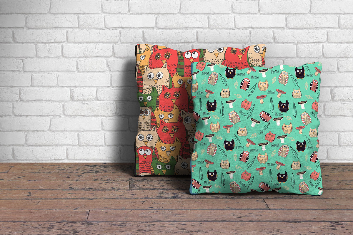 Funny Owls: hand drawn pattern set, a Pattern Graphic by leffka (Photo 5 of 8)