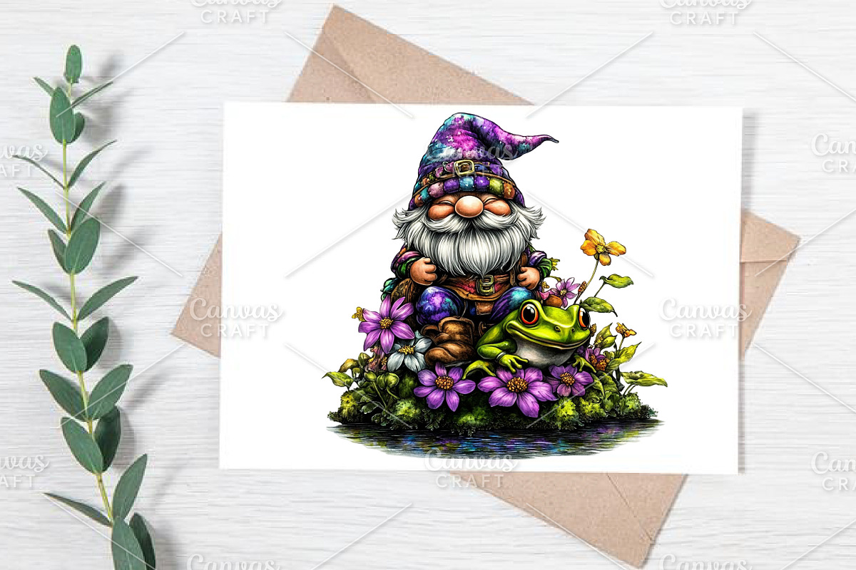 Whimsical Spring Gnome Clipart PNG, an Illustration by Canvas Craft (Photo 5 of 7)