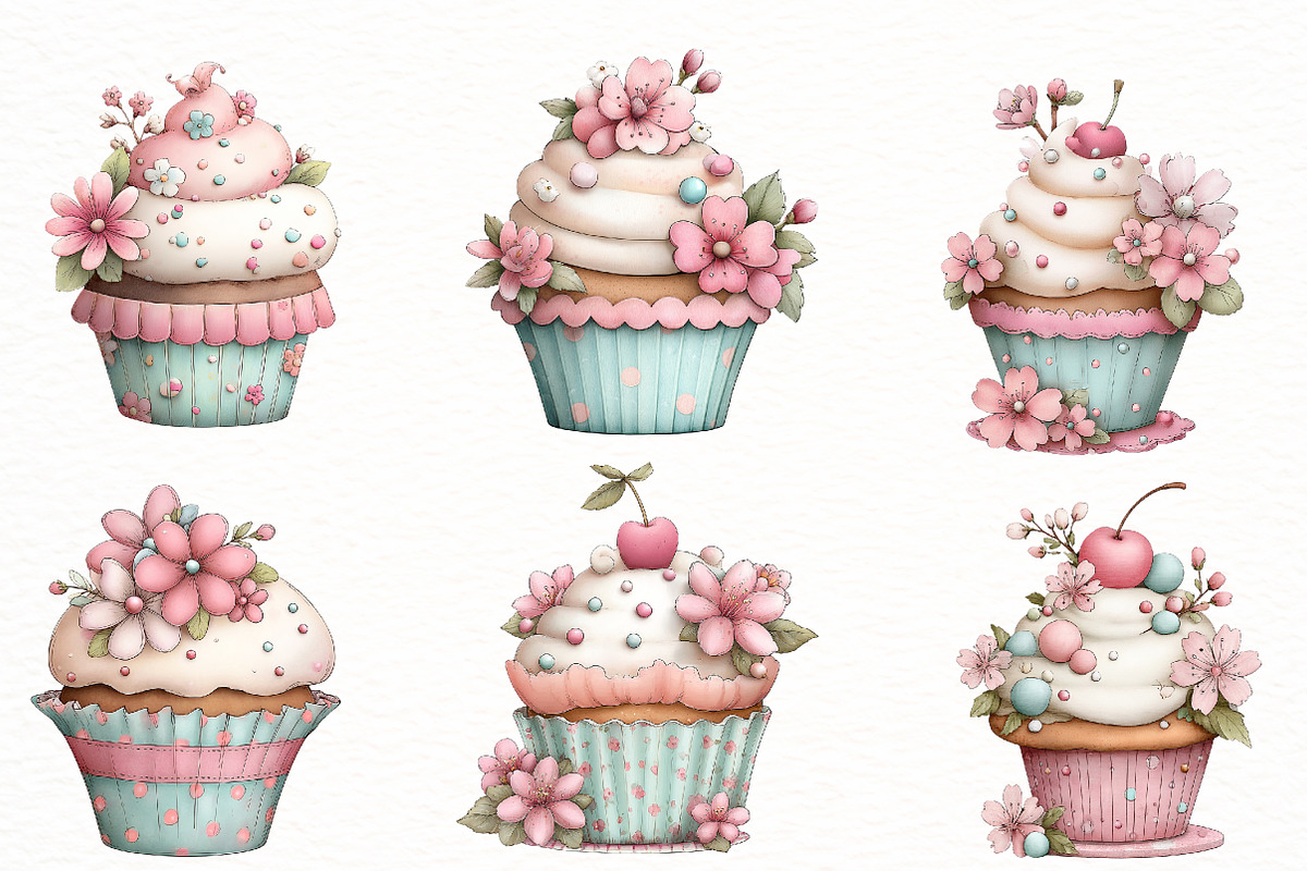 Spring cupcake clipart, an Illustration by Designworld (Photo 5 of 5)