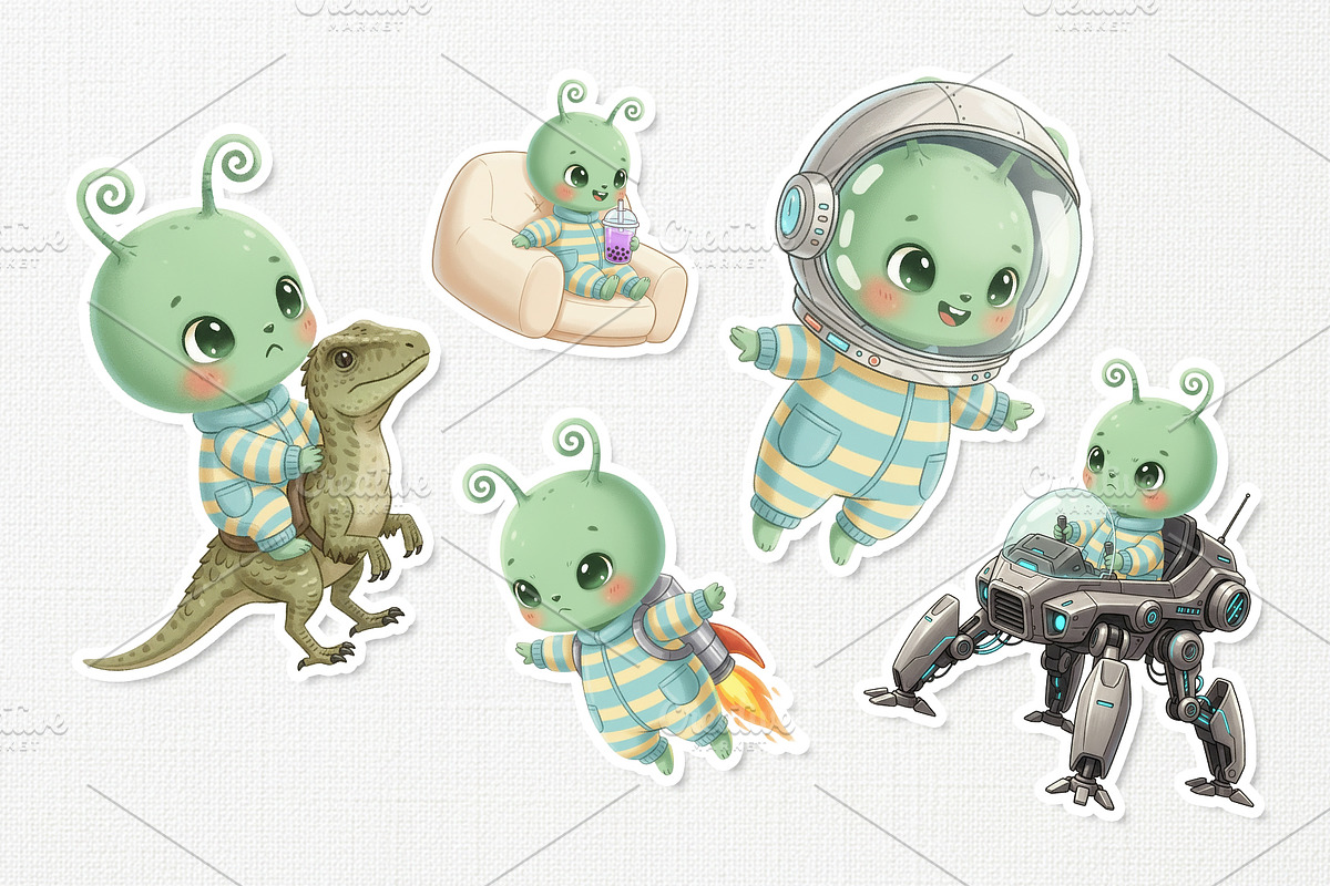 Cheerful Alien Kid Cute Character, a Technology Illustration by Gohsantosa (Photo 4 of 4)