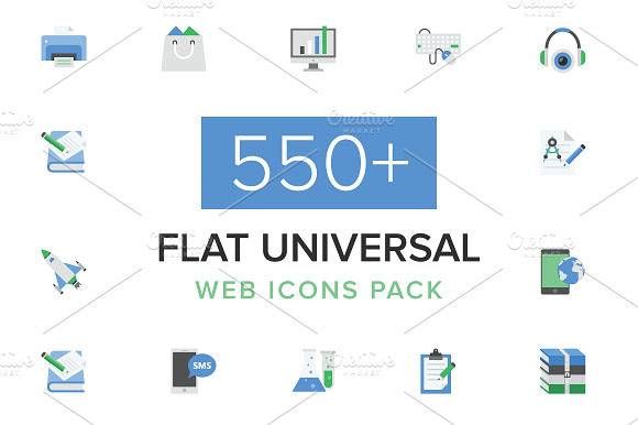 550 Flat Universal Web Icons Pack