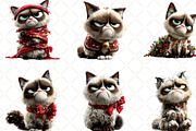 Grumpy Christmas Cat Clipart, an Illustration by Black Bird Studio (Thumbnail 6 of 7)