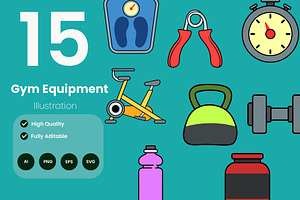 Gym Equipment Illustration Pack, an Illustration by baii09