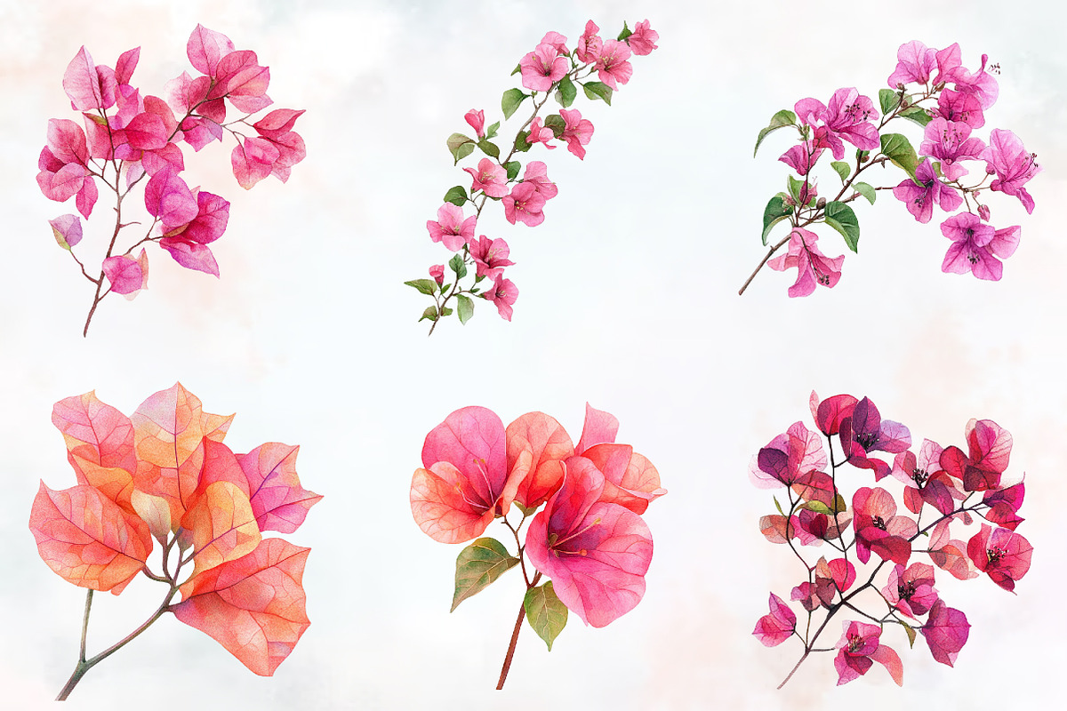 Bougainvillea Flower Watercolor PNG, a Seasonal Illustration by RobertsArt (Photo 2 of 7)