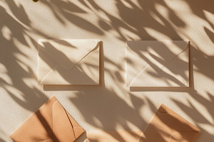 Elegant Envelopes with Natural Shadows in Warm Sunlight, an Abstract Photo by Natalia Klenova's Shop