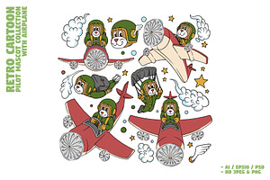 Dog Pilot Mascot Collection, an Object Graphic by Judsart