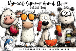 Whimsical Summer Animal Clipart, an Illustration by OK Design