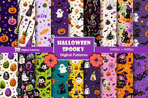 Halloween Spooky Seamless Pattern