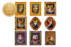 Victorian Pet Portraits Clipart Set