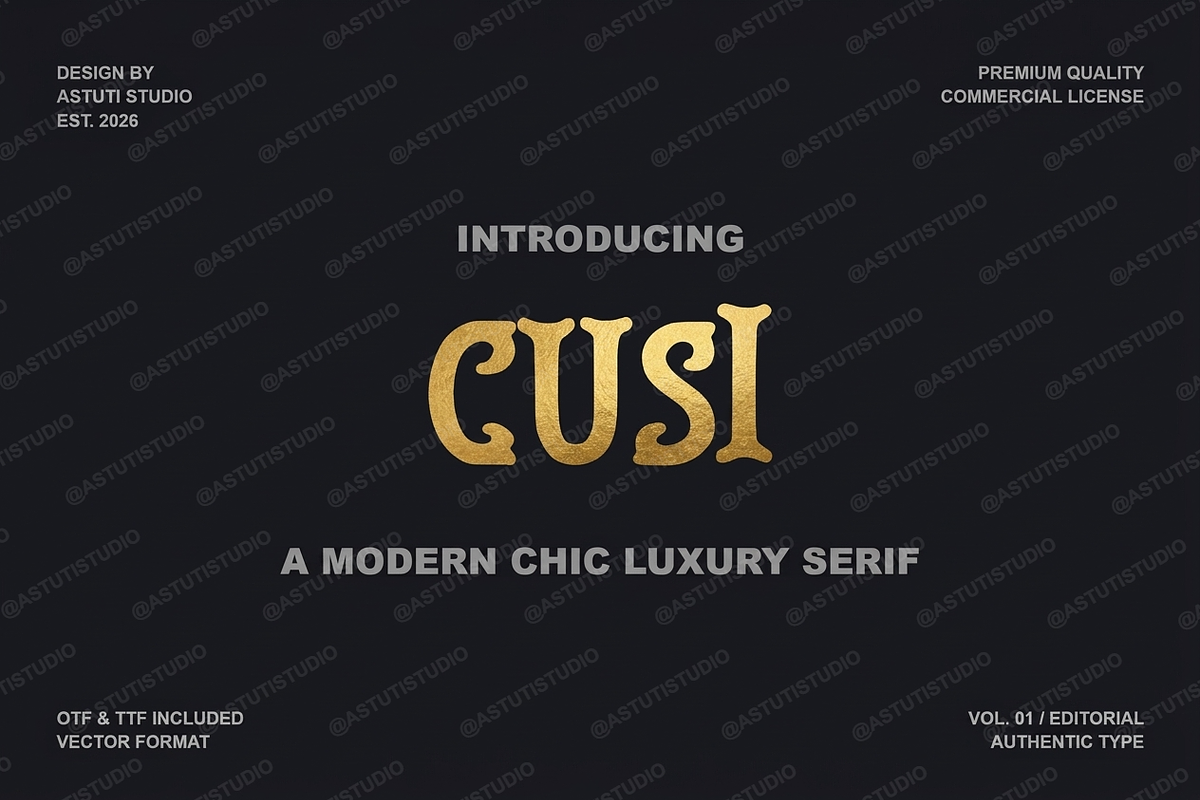 Cusi - Elegant Serif Typeface, a Serif Font by Astuti Studio (Photo 2 of 25)