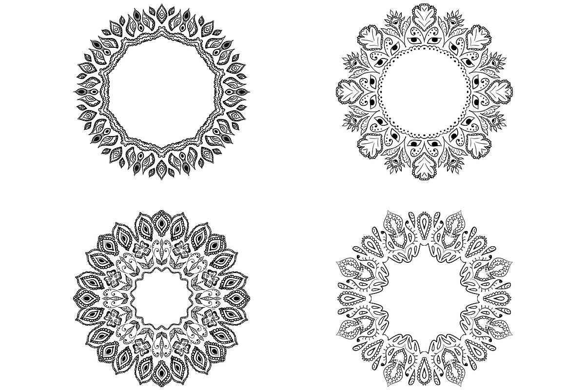 Round vector indian-style frames, a Texture Illustration by CreativeJourney (Photo 5 of 5)