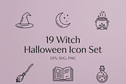 19 Witch Halloween Icon Set, an Outline Icon by adenpinkstore (Thumbnail 1 of 9)