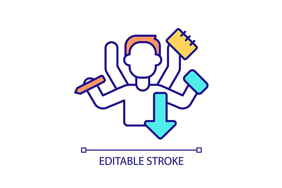 Multitasking skills of employee, an Outline Icon by IMG Visuals