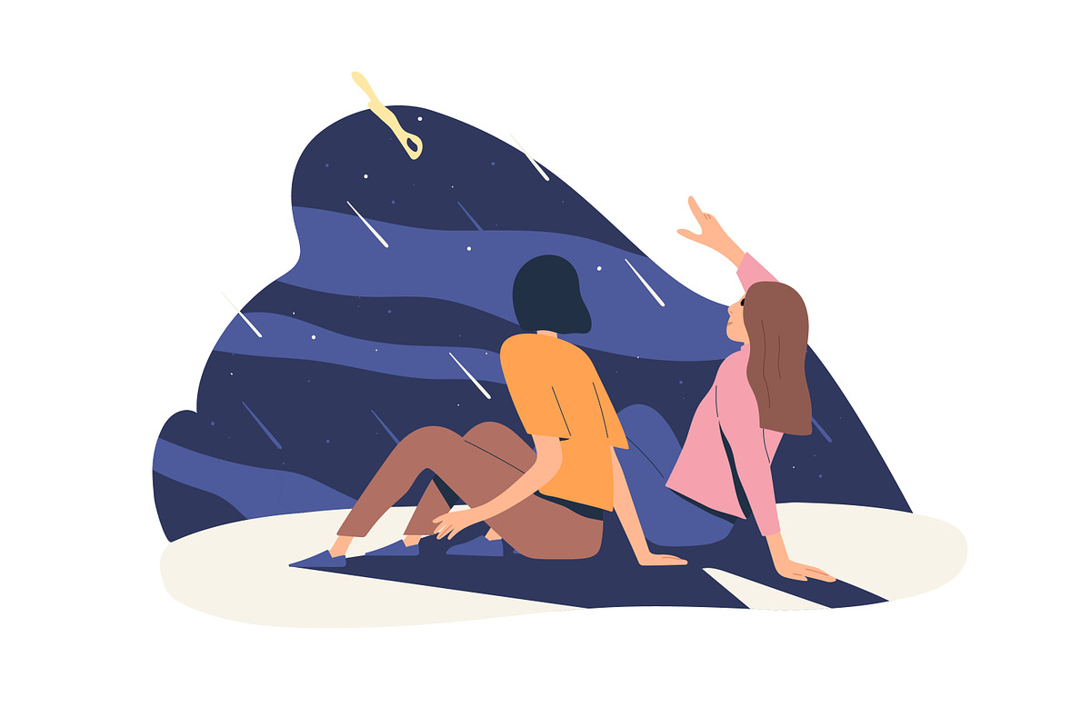 People with meteor shower concept, a Person Illustration by Good Studio (Photo 5 of 6)