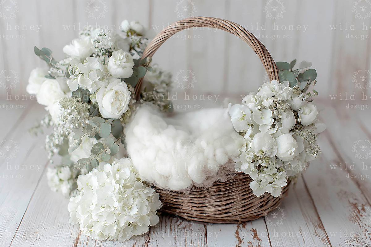 Newborn Basket Digital Backdrop, a Layer Style Add-On by Wild Honey Design Co. (Photo 2 of 2)