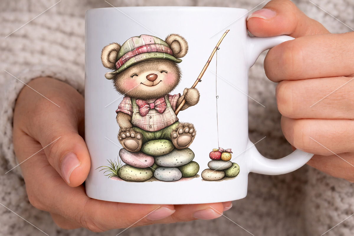Whimsical Bear Fishing Summer Clipar, a Seasonal Illustration by Canvas Craft (Photo 6 of 7)