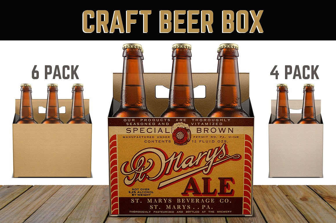 Beer Box, Cider Box; 6 & 4 Pack, a Packaging Mockup by JoZOO