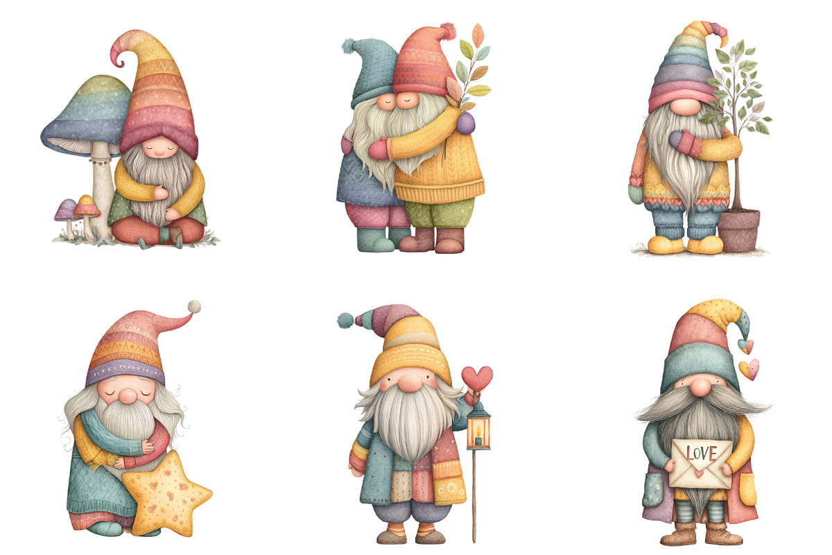Whimsical Quirky Gnome Clipart, an Illustration by CraftArtStudio (Photo 5 of 6)
