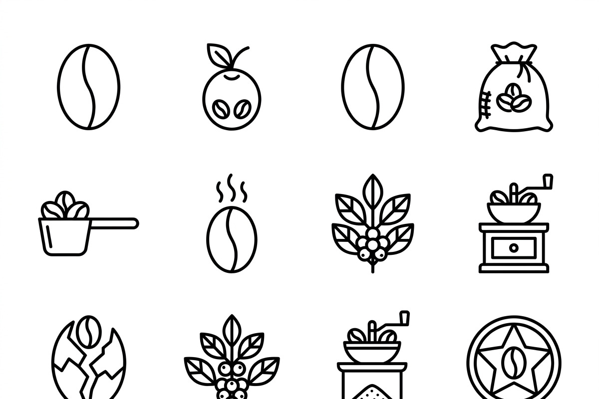 Bundles Set Coffee Roastery Icons, an Outline Icon by adenpinkstore (Photo 6 of 12)