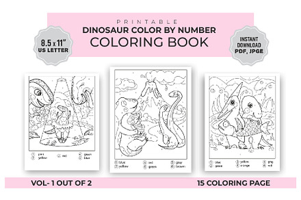 Dinosaur Color by number book