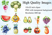 Funny Fruits & Vegetables Clipart, an Illustration by Craft Nest (Thumbnail 3 of 5)