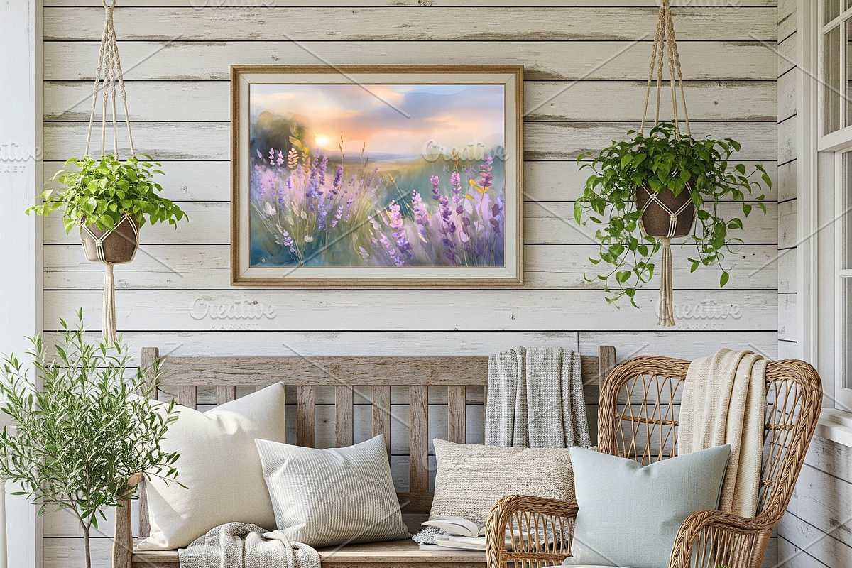 Lavender Field Watercolor Art, a Background Graphic by Floraphoria (Photo 6 of 13)