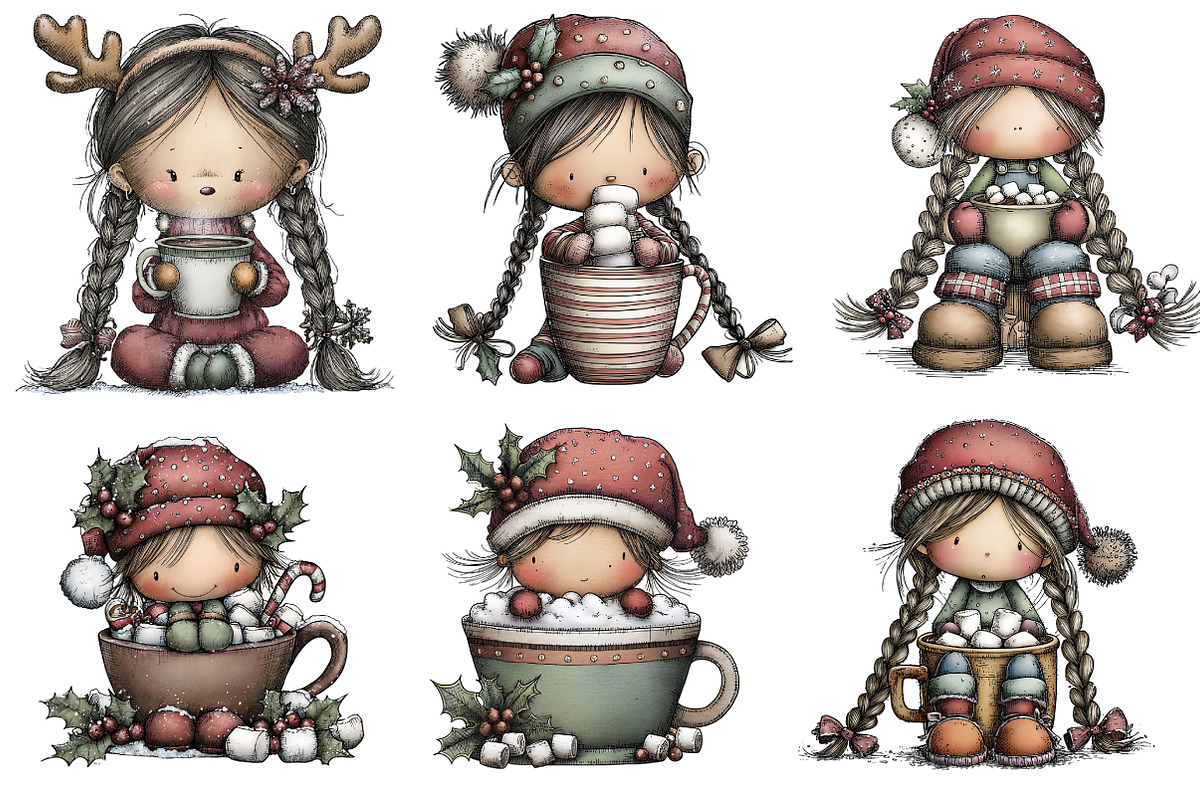 Cute Hot Chocolate Girl Clipart, an Illustration by DreamArtGraphic (Photo 3 of 5)