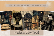 GOTHIC LIBRARY JUNK JOURNAL PAGES, a Person Illustration by Daring Digies (Thumbnail 7 of 8)