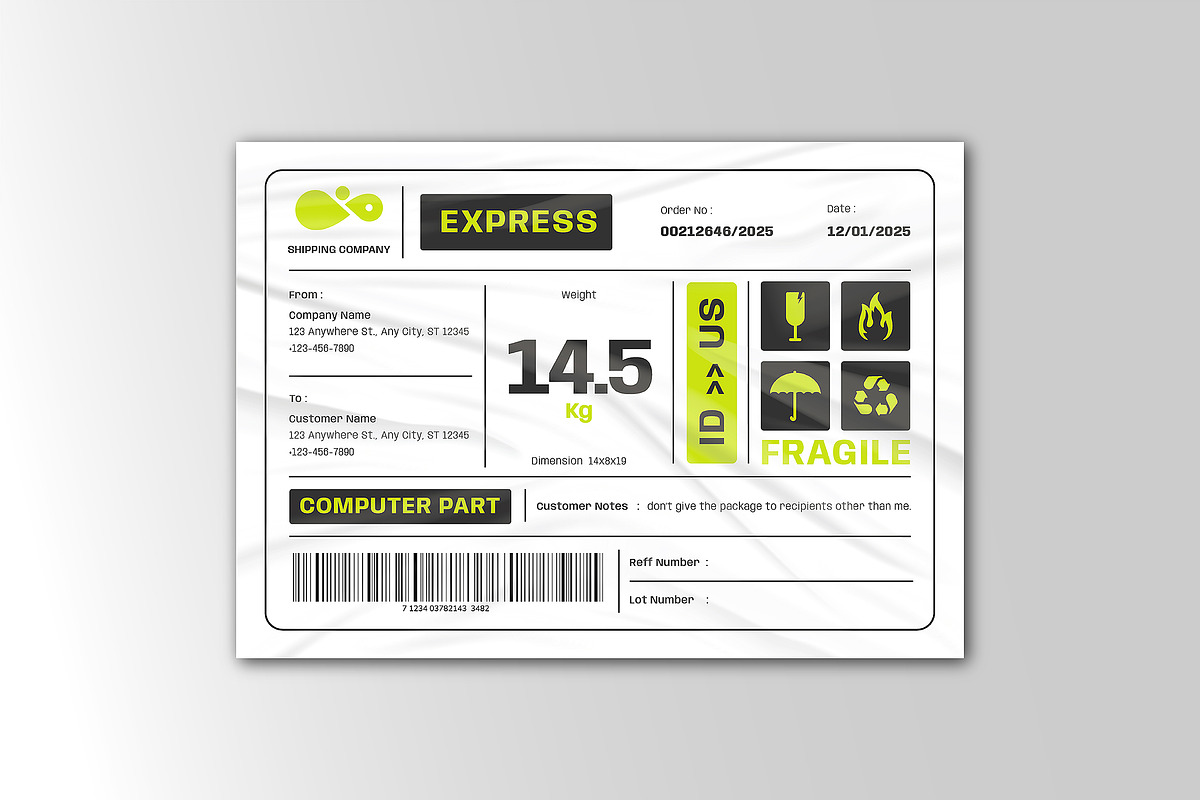 Shipping Fragile Barcode Sticker, a Print Template by Siska Arista (Photo 2 of 3)