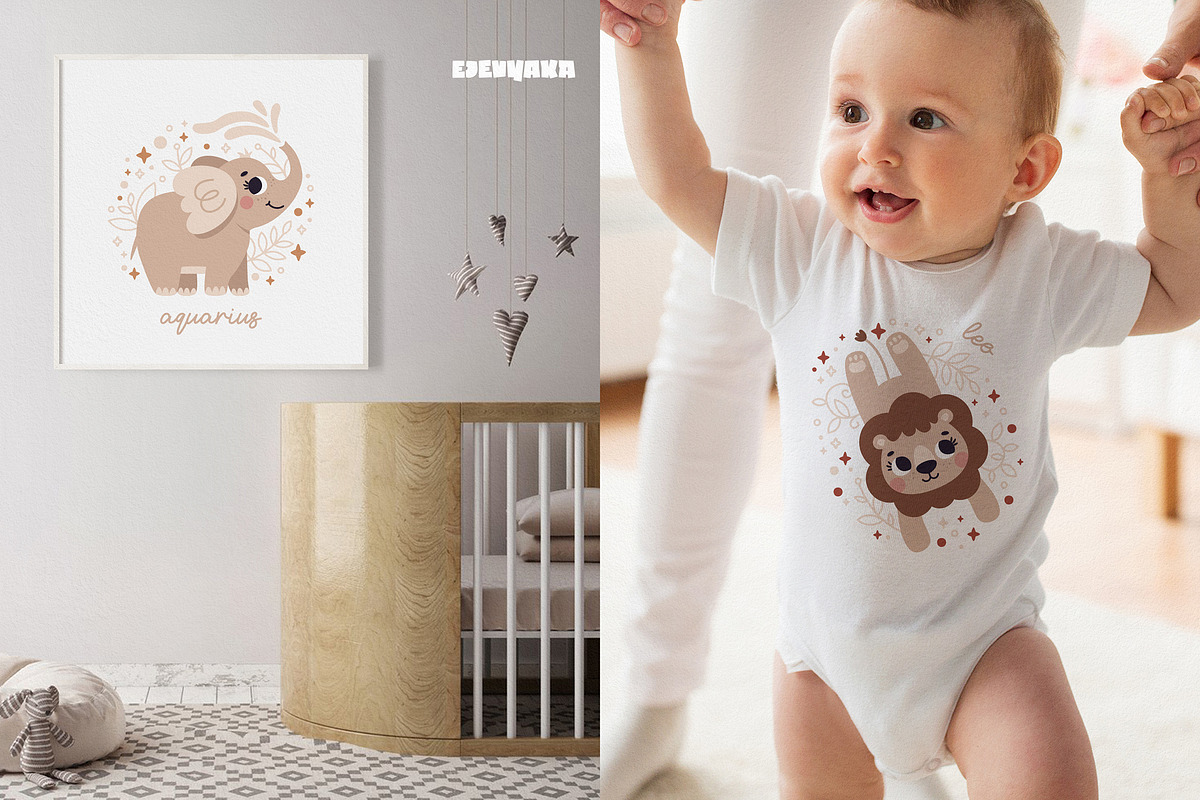 Baby Zodiac Signs, Clipart, Patterns, an Animal Illustration by Ejevyaka (Photo 12 of 12)