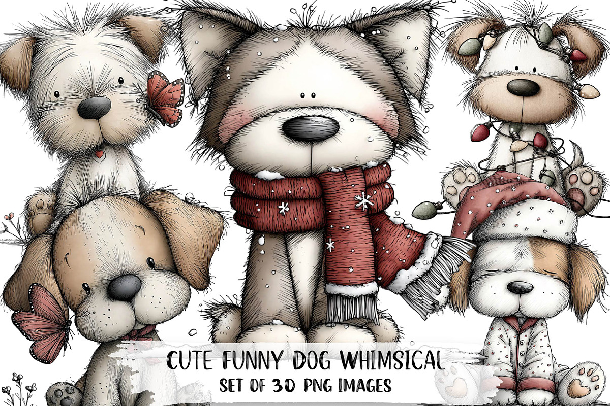 Cute Funny Dog - Whimsical Clipart, an Illustration by DreamPrint404 (Photo 1 of 6)
