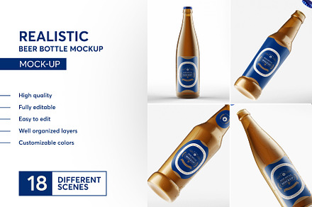Realistic Beer Bottle Mock-up