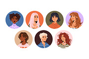Diverse young women avatars set, a Person Illustration by PaperTrident (Thumbnail 1 of 15)
