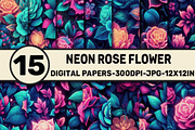 Neon Rose Flowers Crafted Texture, a Texture Graphic by Dizzy Art Studio (Thumbnail 1 of 3)